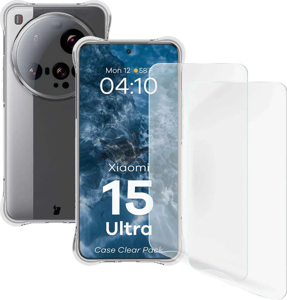 Bizon Case Clear Pack flexibles Gehäuse + 2x Bildschirmfolie Xiaomi 15 Ultra