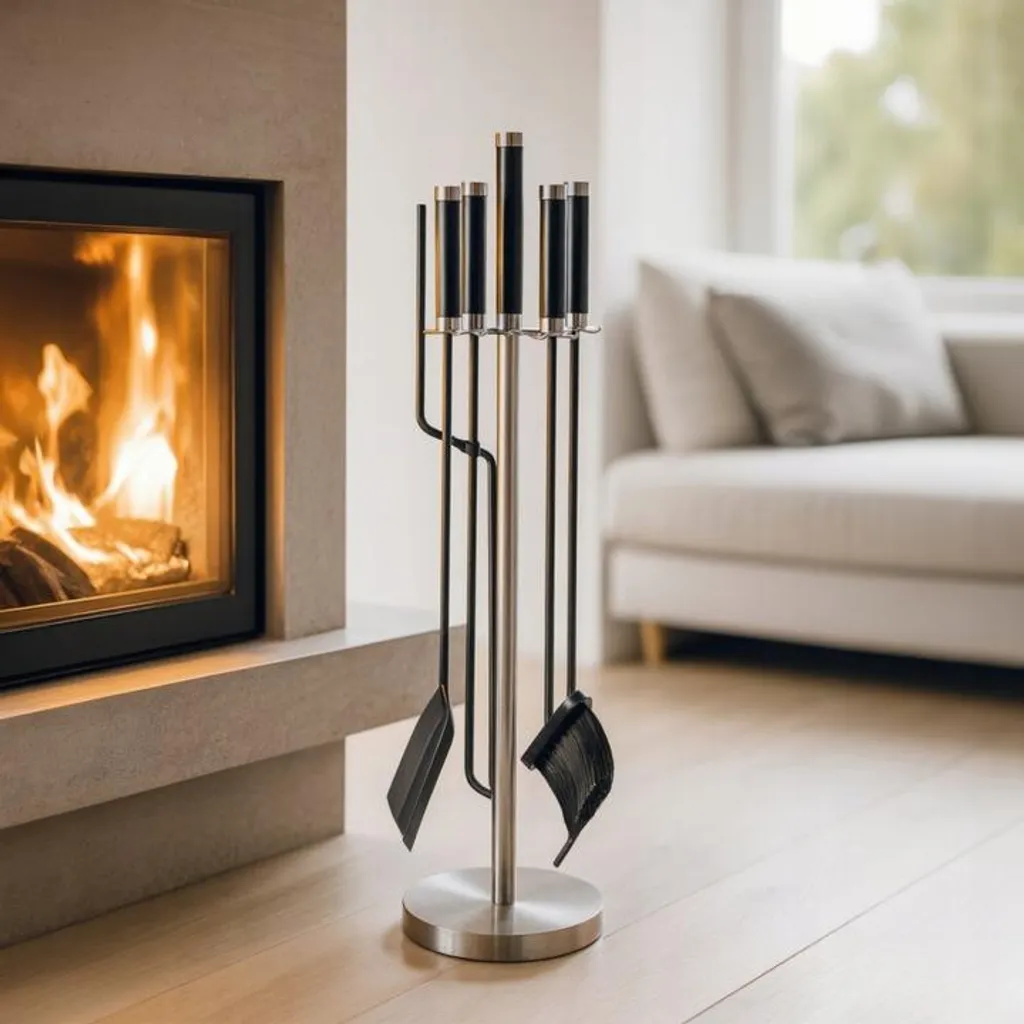 Accessoires pour cheminée en fer forgé avec support stable 5 pcs - 6