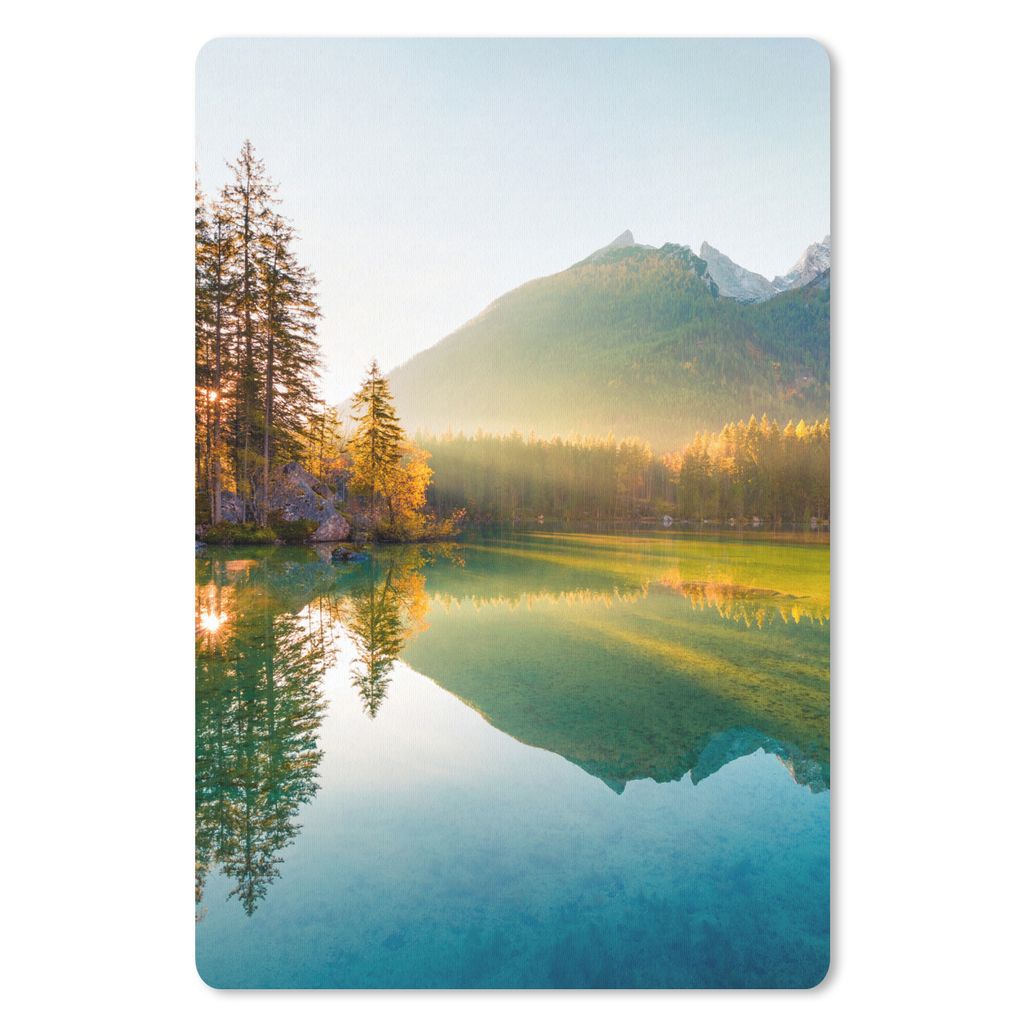 MuchoWow Mauspad Mousepad See - Wald - Berge - Natur - Sonne - Landschaft 18x27 cm - Mousepads - Maus Mat - Pad - Mausunterlage