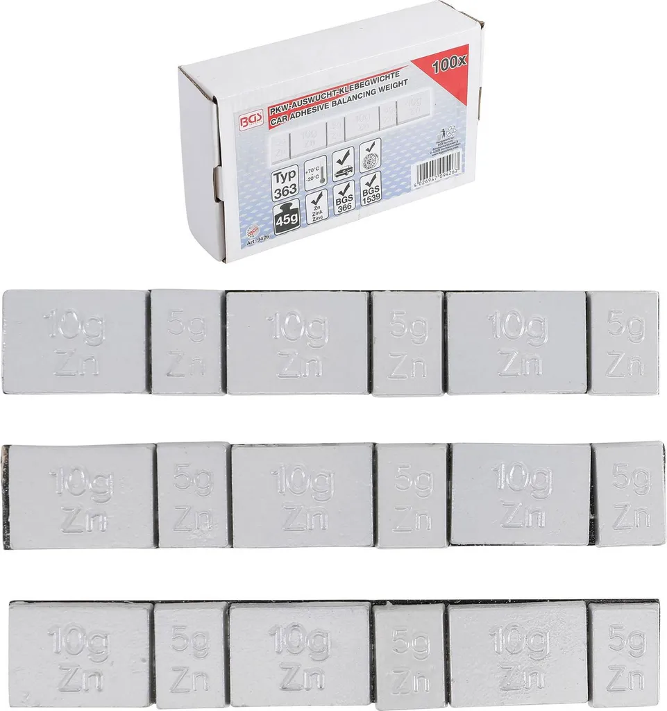 Poids d'équilibrage adhésifs 45 g haute adhérence BGS 9426 - 100pcs