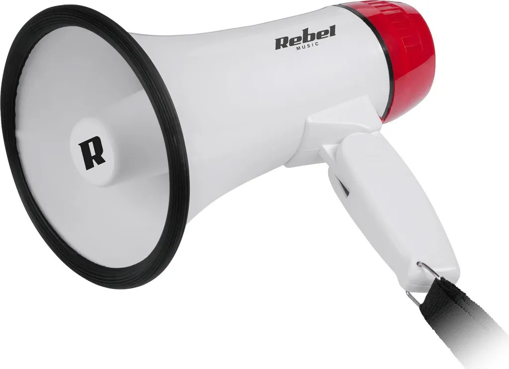 Megafono Professionale Rebel DH08 5W 13x22cm | Altoparlante Bianco ABS