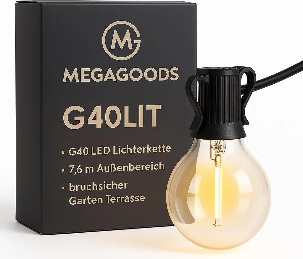 Guirlande lumineuse pour terrasse et jardin 7,6M G40 LED incassable DE