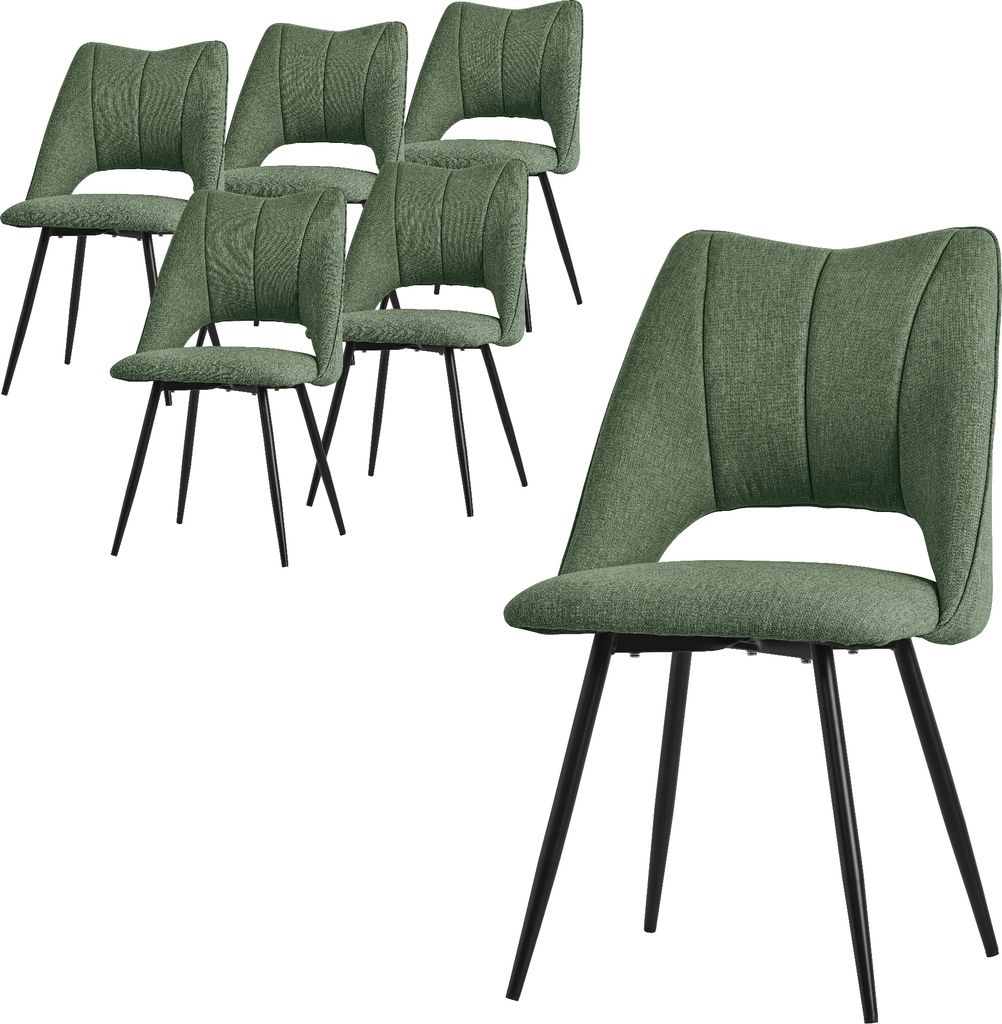 ML-Design sada 6 jídelních židlí zelené barvy, polyesterový Obrázek produktu 