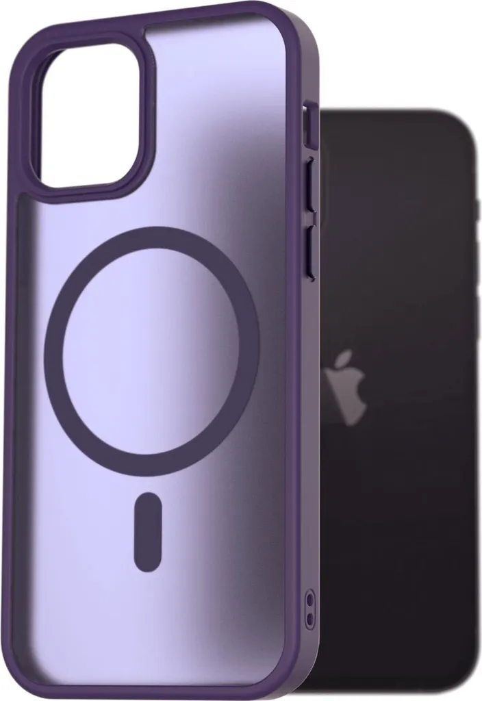 Custodia AlzaGuard Matte iPhone 12 / 12 Pro Viola Scuro MagSafe Shop