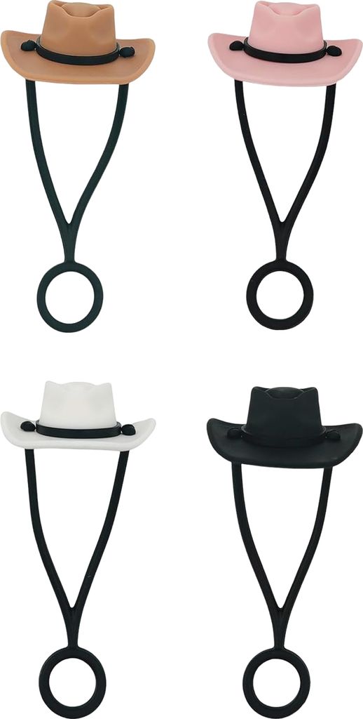 4-teilige Strohhalmabdeckung in Cowboyhut-Form, Silikon-Strohhalm-Topper, wiederverwendbarer Strohhalm-Deckel, Becher-Zubehör für Home-Party-Bar