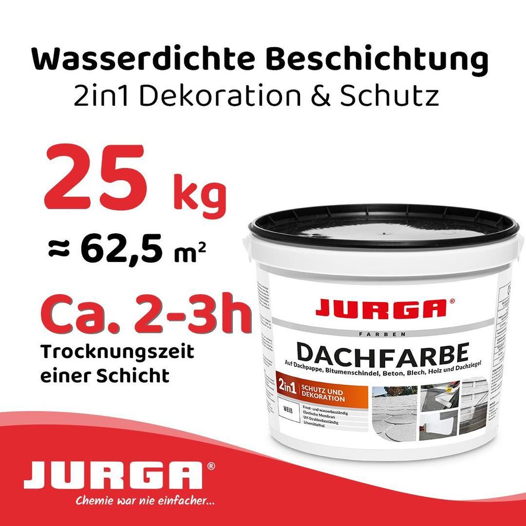 Jurga Dachfarbe Weiß 25kg, Sockelfarbe WASSERDICHT, Produktbild 