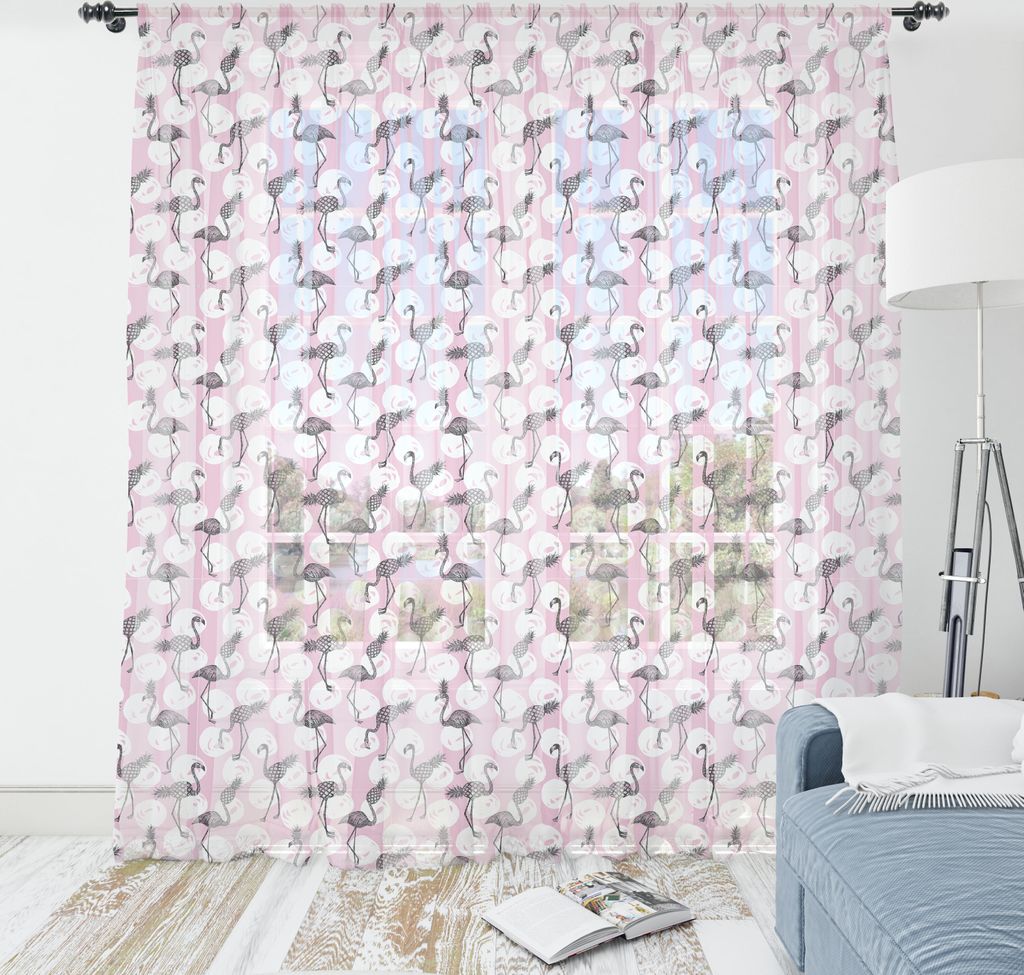 ABAKUHAUS Flamingo Wandteppich, Exotische Vögel mit Ananas Körper Hand Drawn Botanical Hawaiian, Wohnzimmer Schlafzimmer seidiges Satin Wandtuch,...