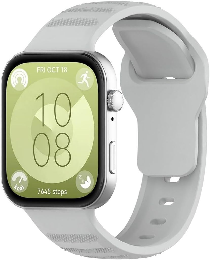 Strap-it Outdoor Silikonarmband mit Schnappverschluss – passend für Huawei Watch Fit 3 (Grau)