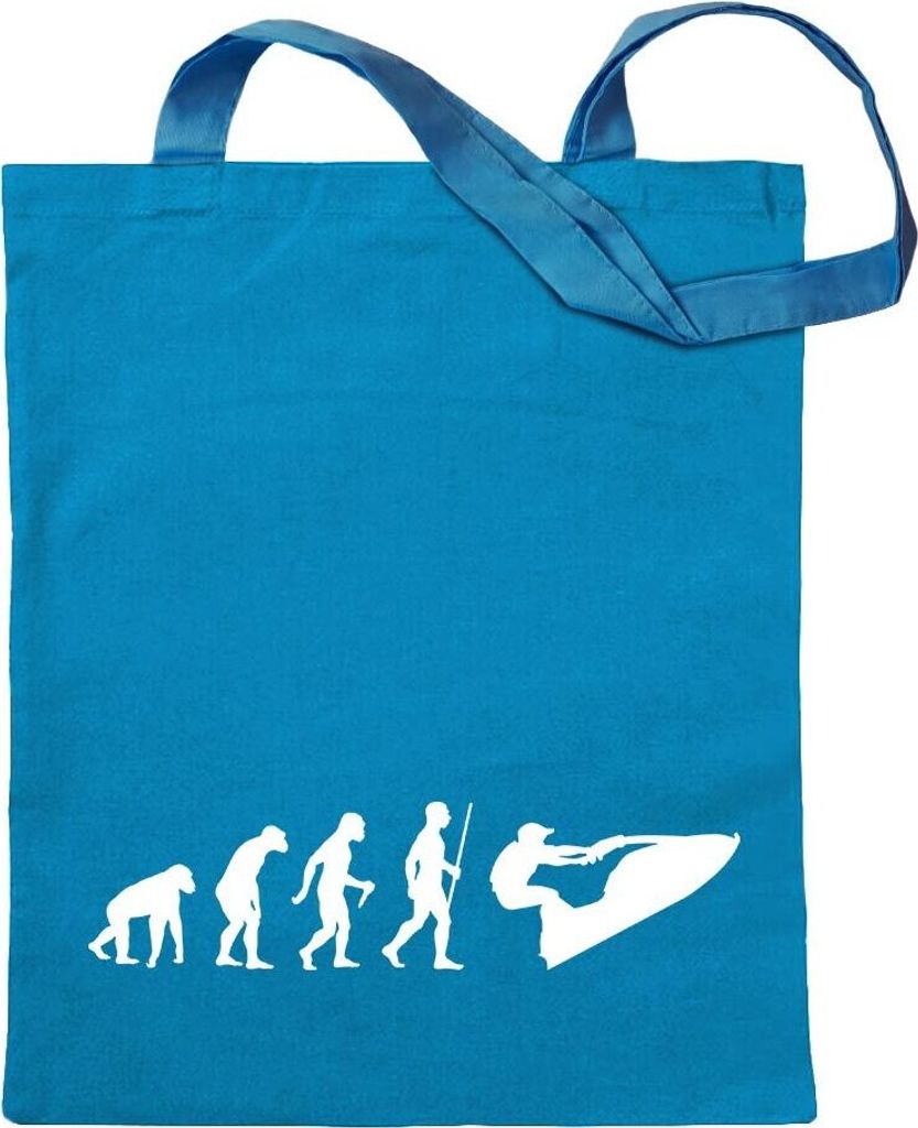 Kiwistar - Baumwolltasche - hellblau - Jet-Ski Jetboot Evolution - Tragetasche Stoffbeutel Umhängetasche langer Henkel