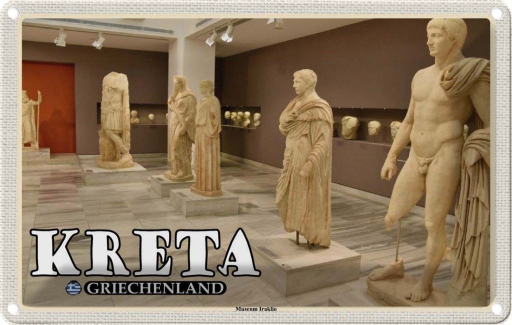 vianmo Blechschild 12x18 cm Kreta Griechenland Museum Iraklio Bildmotiv Reisemotiv Abenteuer Reisen