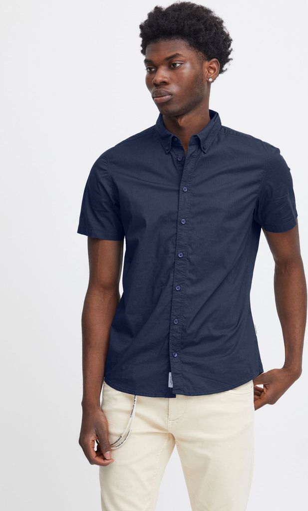 Blend BHShirt Herren Kurzarmhemd Hemd Herrenhemd mit Button-Down-Kragen Knöpfen Baumwollmischung leicht elastisch Regular fit
