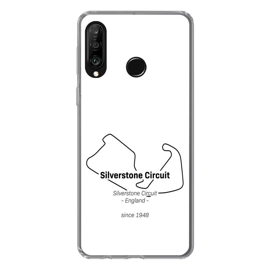 MuchoWow Handyhülle Schutzhülle Hülle für Huawei P30 Lite Silverstone - F1-Strecke Silikon Softcase Handy Hülle - Handyhülle