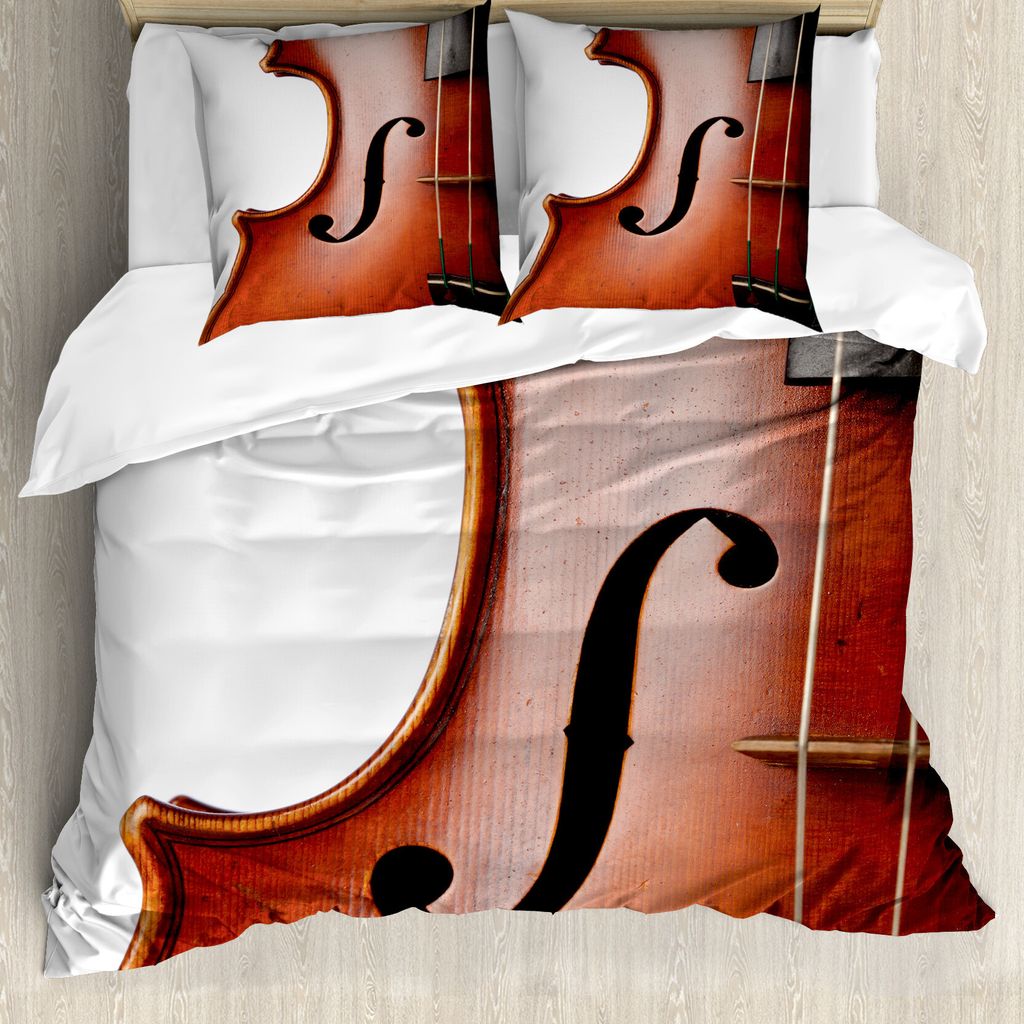 ABAKUHAUS Cello Bettbezug Set für Einzelbetten, Makro Instrument Fotografie, Milbensicher Allergiker geeignet mit Kissenbezug, 155 cm x 220 cm - 8...