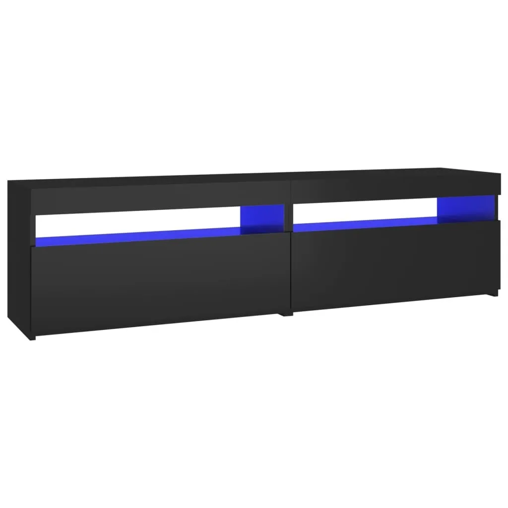 Armoire TV LED pour Salon et Chambre - Duo Meuble Noir 75x35x40 cm