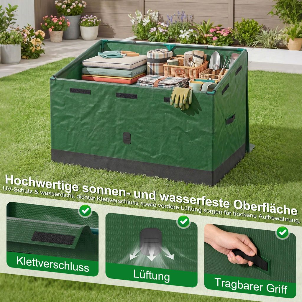 XMTECH Auflagenbox Garten 530L – Wasserdichte