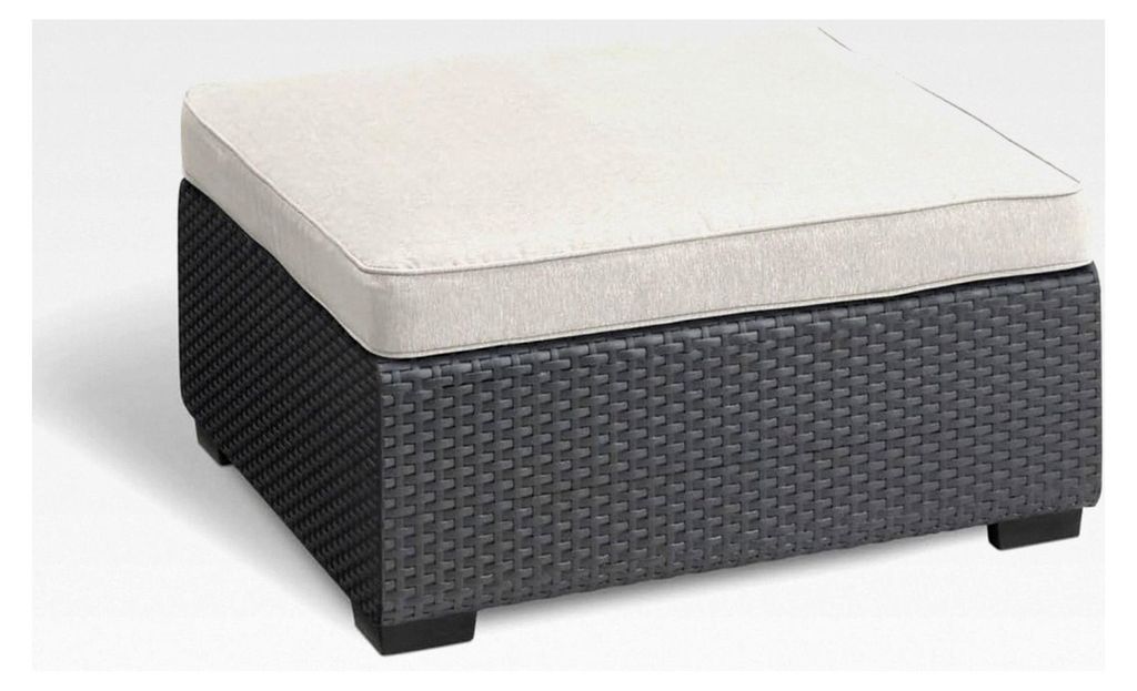 Allibert Gartenmöbel Rattan Hocker mit Kissen für Garten und Terrasse