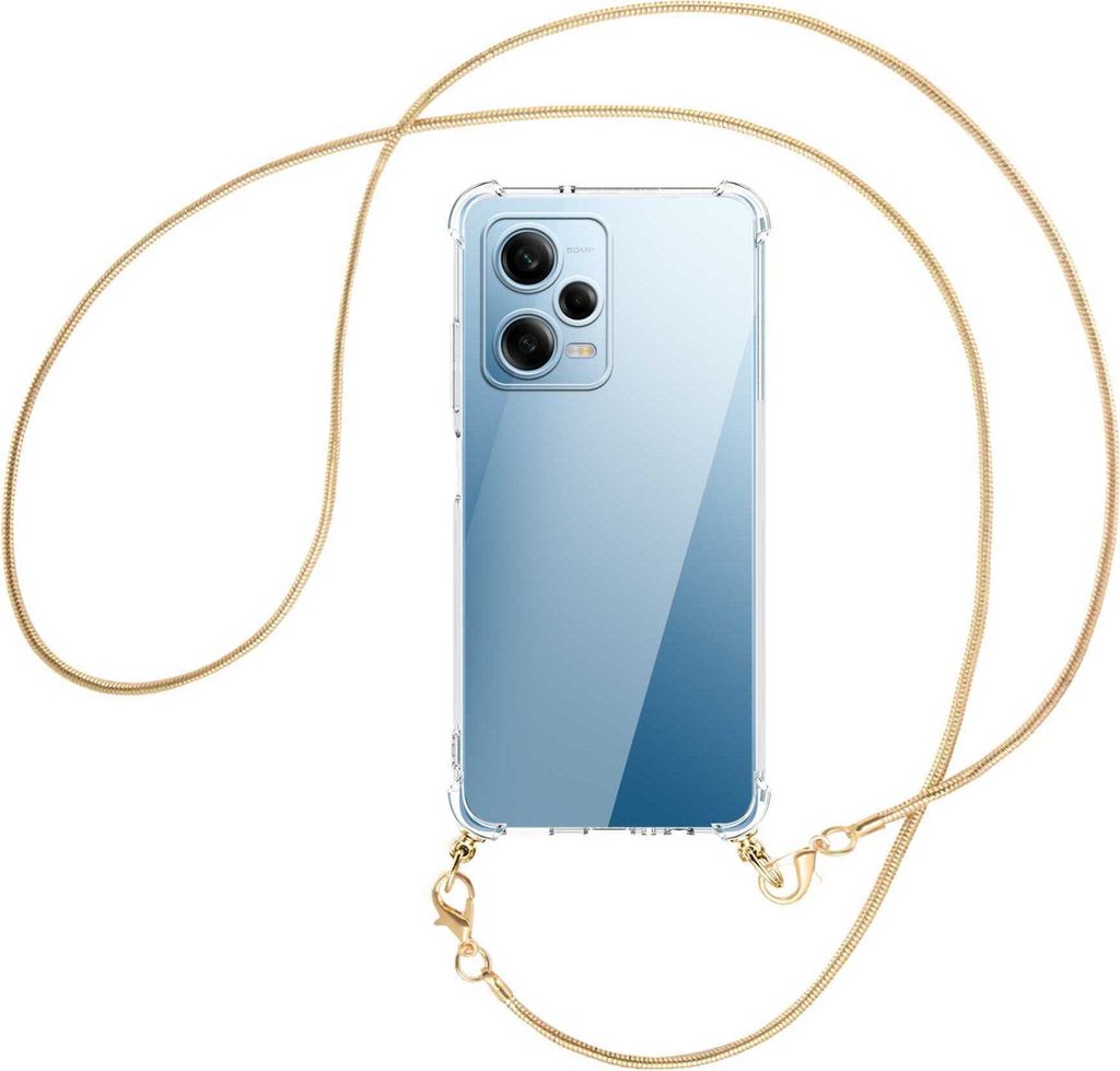 Handykette Backcover-Schutzhülle mit Band (Metall goldfarben) für Xiaomi Redmi Note 12 Pro (6.67'') - goldfarbene Snake-Kette