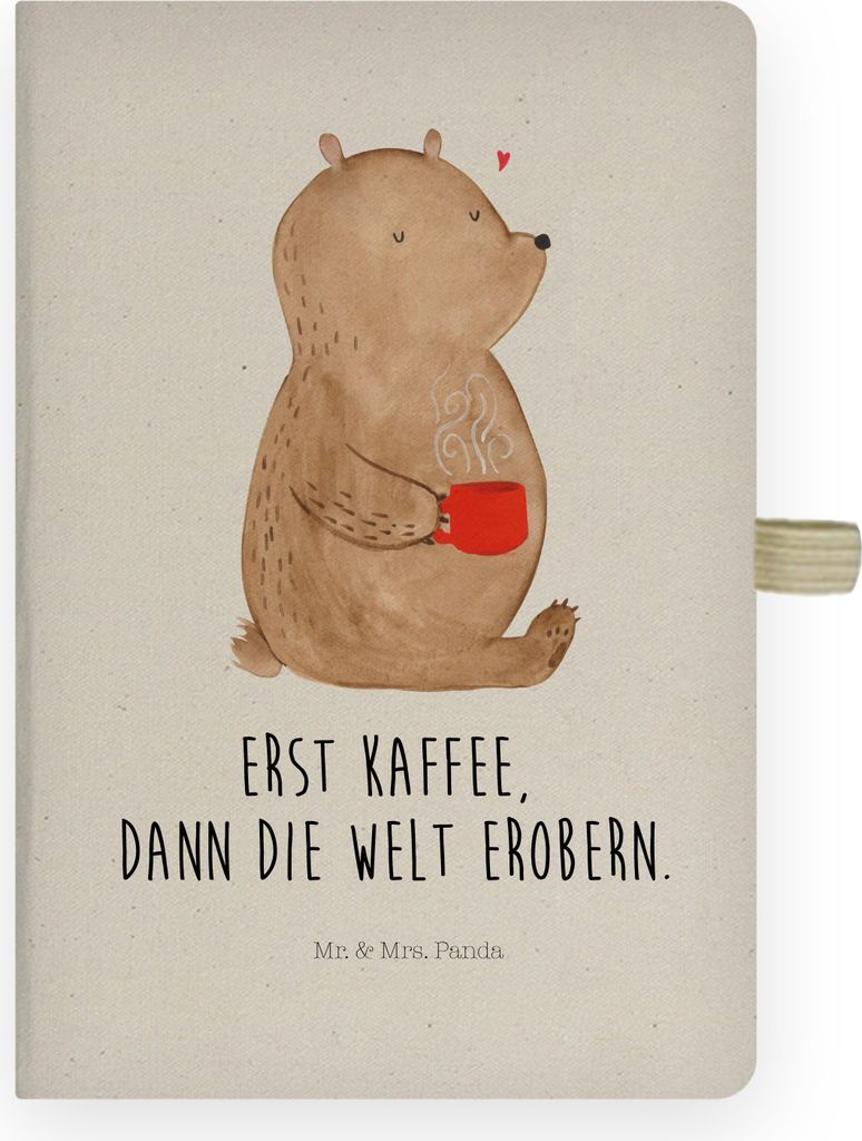 Mr. & Mrs. Panda Journal Bär Kaffee - Transparent - Geschenk, Motivation, Guten Morgen, Coffee, notizbuch, Tagebuch, Teddy, a4, Bären, Skizzenbuc...