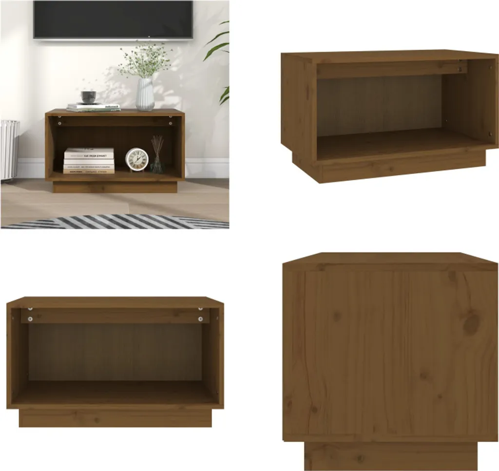 Mobile TV vidaXL Miele Marrone 60x35x35 cm in Legno di Pino Massiccio