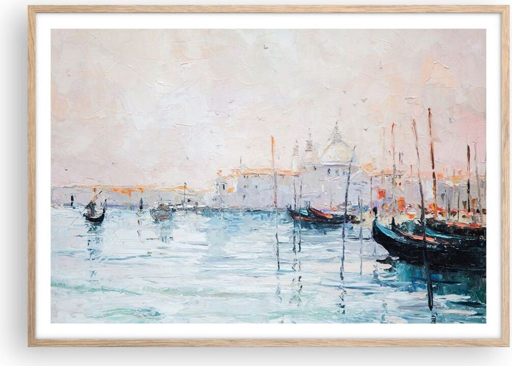 Gerahmtes Poster - Rahmen in heller Eiche - Venedig Basilika - 100x70 cm - Wand Bild - Wanddeko - Wandbilder - Wandposter - Bilderrahmen - Bilder -...