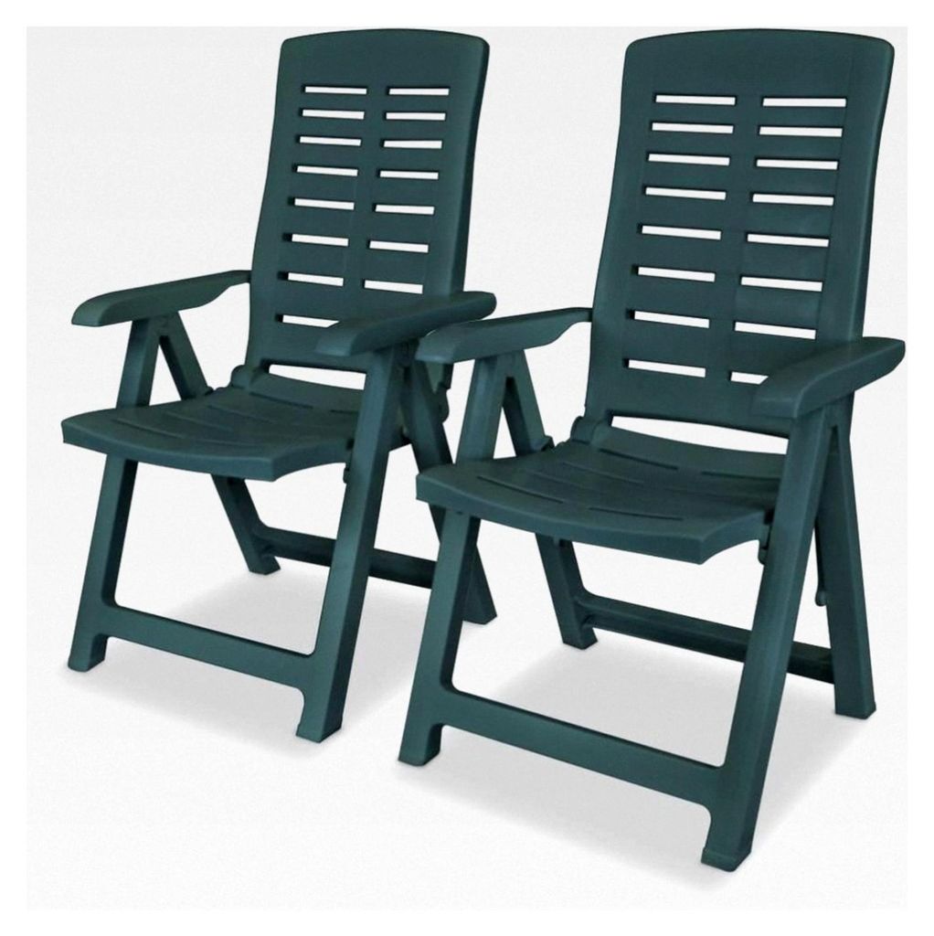 Klappstuhl für Garten, Terrasse und Balkon, verstellbar, Kunststoff, grün, 2 Stück
