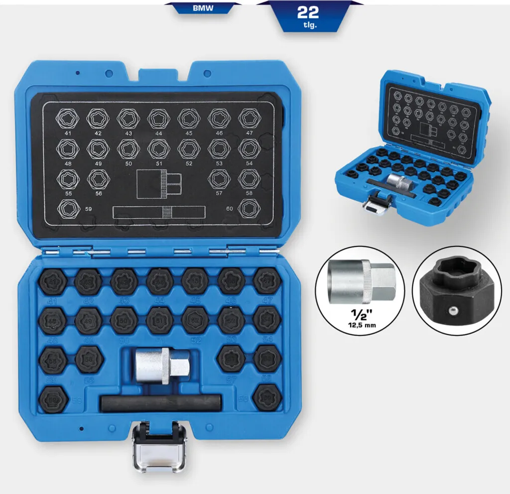 Kit complet de démontage pour écrou antivol BMW - Protection jantes - 5