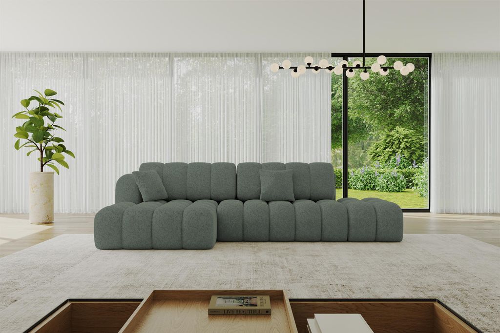 ALTDECOR Ecksofa mit Schlaffunktion und Bettkasten OLEA-L2-S - 321x164x75cm Grün - Corner Sofa Eckcouch Couch L-Form, links/rechts angeordnet Schl...