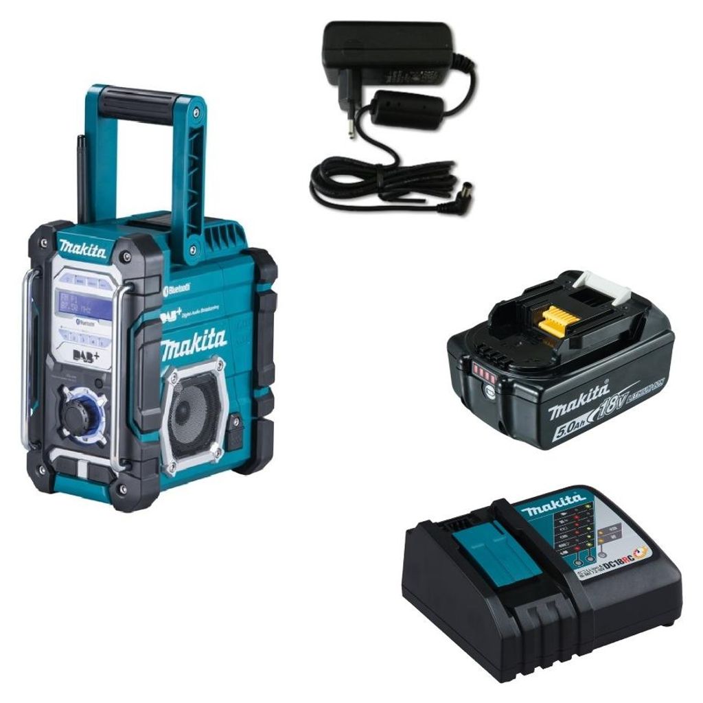 Makita Baustellenradio DMR112 Bluetooth + Akku BL1850B 5,0Ah + Ladegerät DC18RC