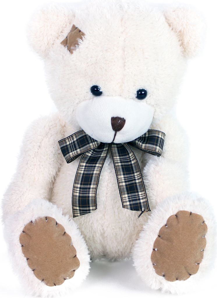 RAPPA Plschbr mit Schleife und Aufnher 27 cm beige