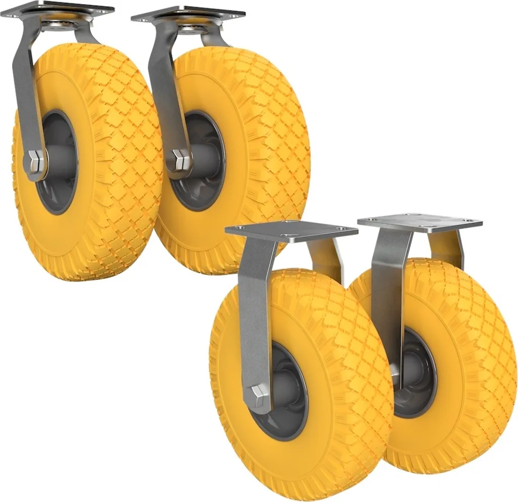 Roues en Polyuréthane 260mm Anti-crevaison, Roulement à Billes, Lot de 4