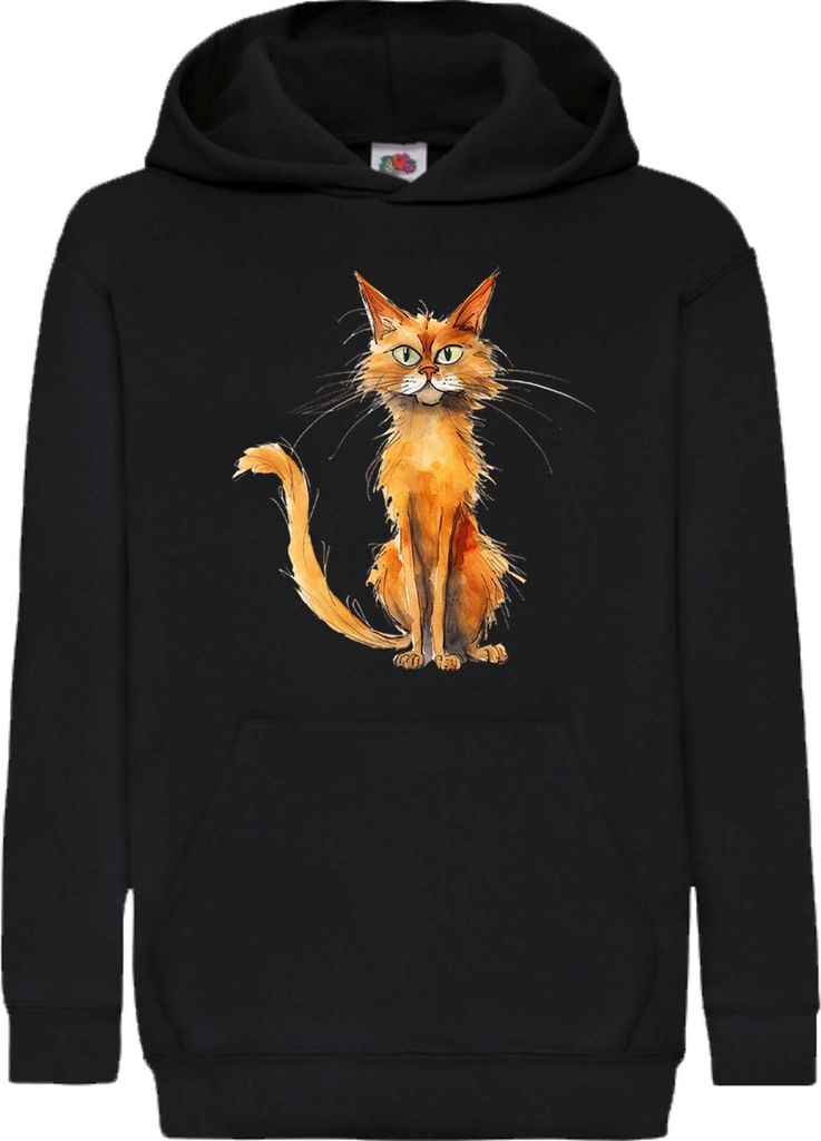 Kinder Kapuzenpullover Funny Cats Breeds Somali Cat, 7-8 Jahr - 128 / Schwarz