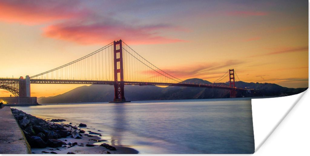MuchoWow Poster San Francisco - Brücke - Wasser 80x40 cm - Wanddeko