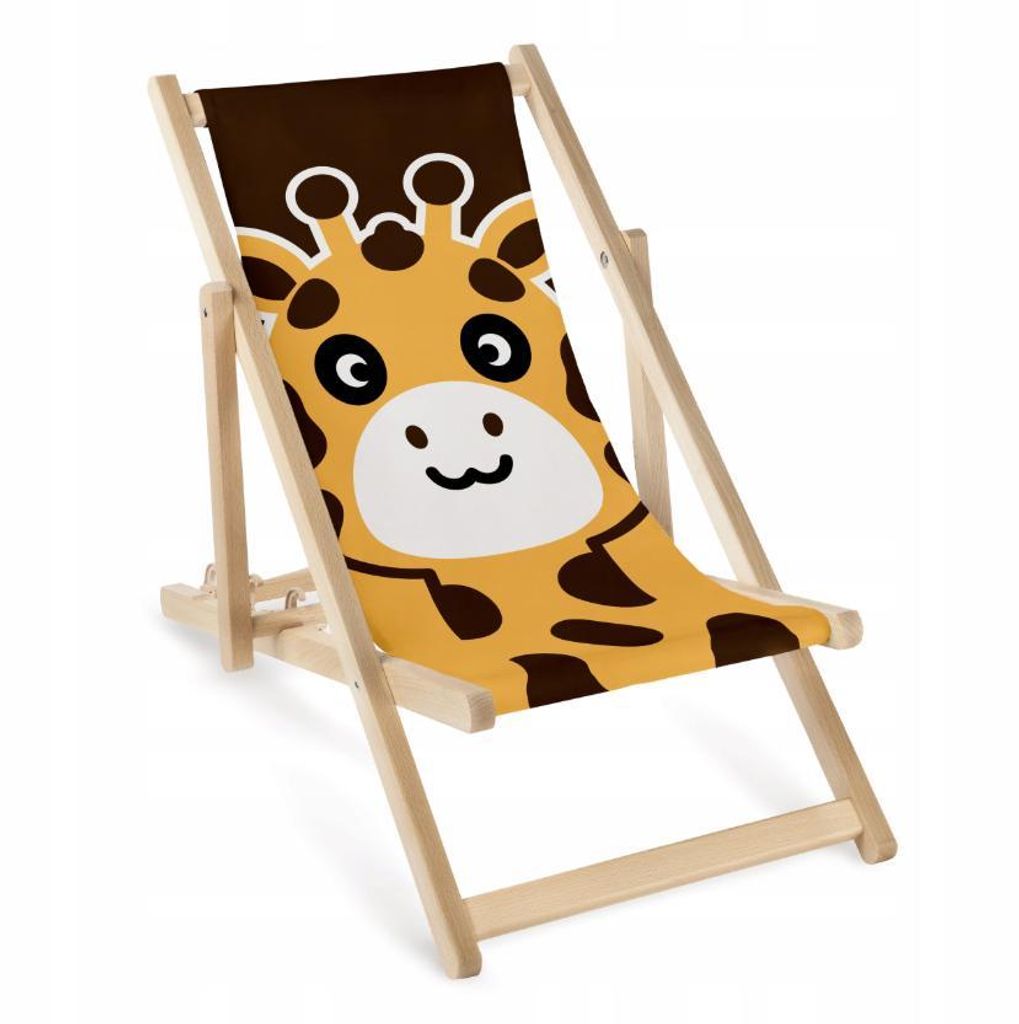 Kinder Liegestuhl Holz klappbar „Giraffe“ – Garten Sonnenliege Geschenk Geburtstag Kinder