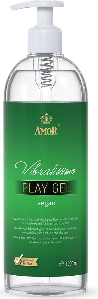 Vibratissimo Play Gel Vegan 1000 ml | Gleitmittel Ohne tierische Inhaltsstoffe | Lubricant Gel Für Silikon Toys & Latexkondome geeignet