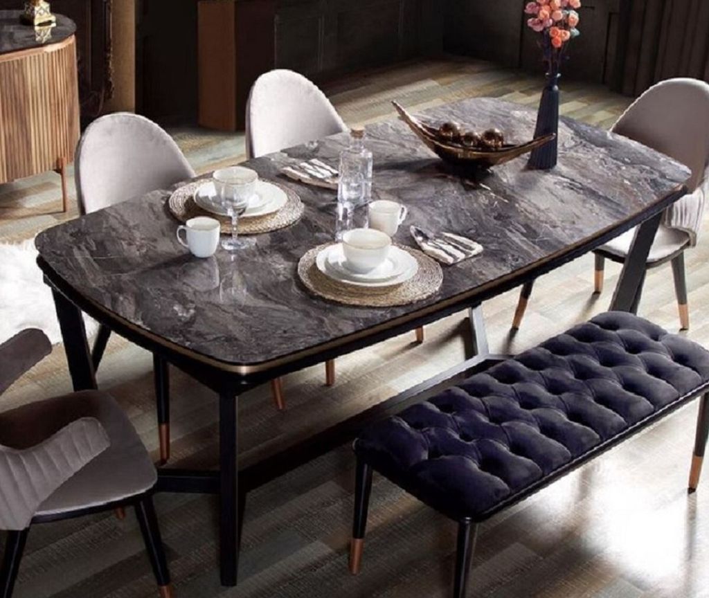 Casa Padrino Luxus Esstisch Schwarz / Kupfer 165-205 x 104 x H. 78 cm - Ausziehbarer Küchentisch - Esszimmer Möbel - Esszimmer Einrichtung - Luxu...