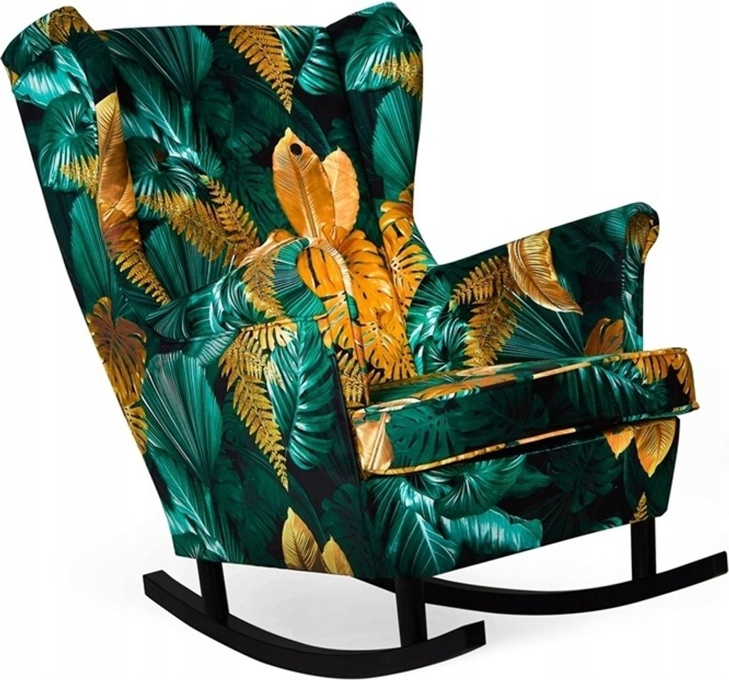 Sessel Schaukelstuhl Gold Monstera Blätter Und Grün