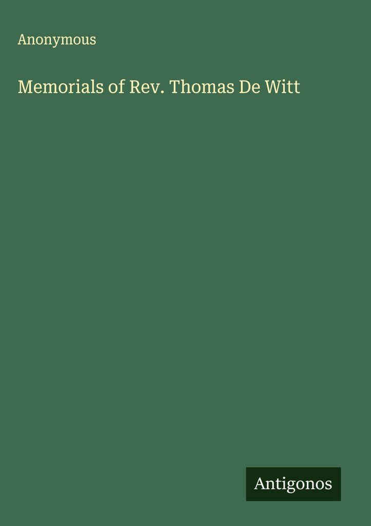 Gedenken an Pfarrer Thomas De Witt