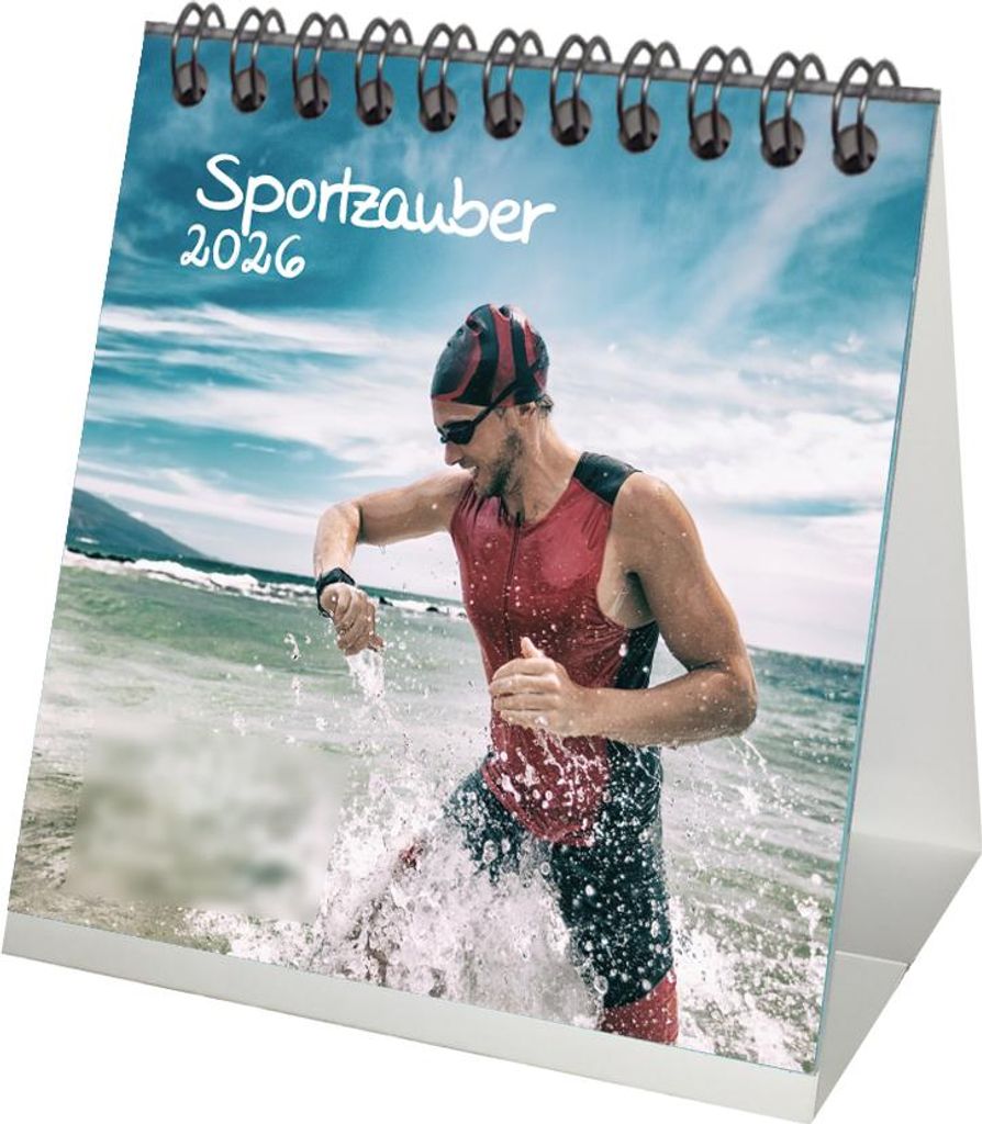 Sportzauber Tischkalender 10cm x 10cm für 2026 Freizeit Sport Fitness- Geschenkset Inhalt: 1x Kalender 1x Weihnachtsanhänger 1x Grußanhänger (g...