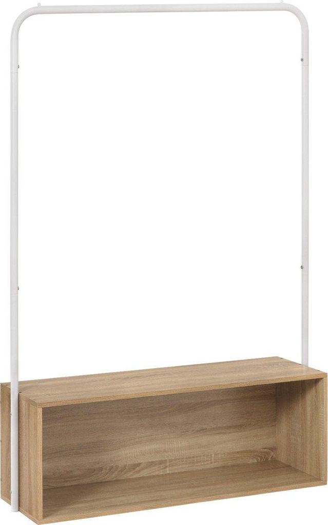 Happyment Kleiderständer Doda – Garderobekast Organizer mit Schuhregal – 2-in-1 – Kleidungsschrank mit Aufbewahrung – MDF & Metall – Wei...