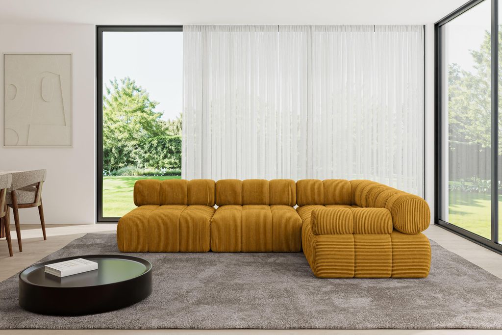 ALTDECOR Modulares Sofa Ecksofa in L-Form - Mende-L2 - 285x190x70 cm Senfgelb Corner modular Sofa Eckcouch Couch Wohnlandschaft Cauchsofa Polstersofa