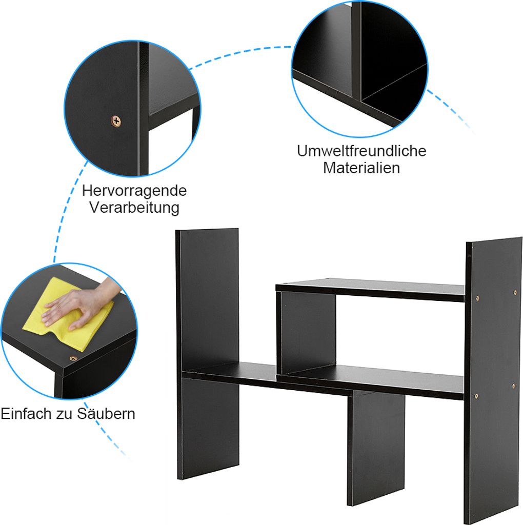 DIY Tisch Desktop Storage Rack Display Regal Organizer Counter Top Bücherregal dunkel Walnuss