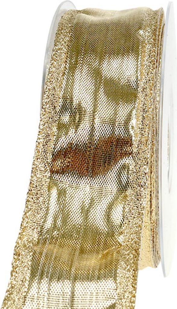Goldenes Band mit Drahtkante 40mm x 25m - Dekoband für Weihnachten, Geschenke, Hochzeiten
