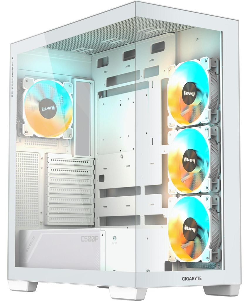 GIGABYTE C500 PANORAMIC STEALTH, Midi Tower, PC, Weiß, ATX, Mini-ATX, Mini-ITX, Glas, Kunststoff, Stahl, Gaming