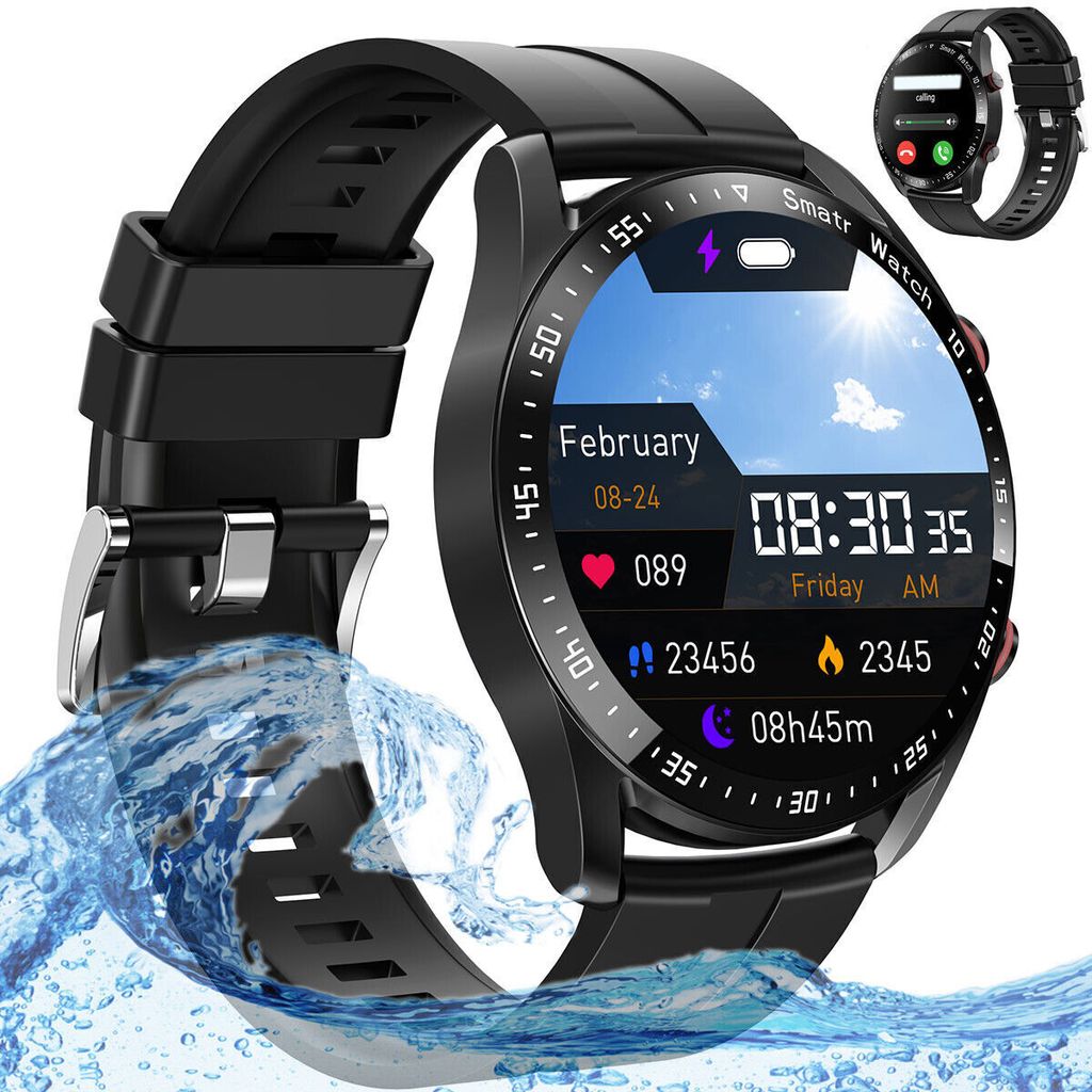Smartwatch Herren IP67 Wasserdicht Armbanduhr , 1,28“ HD-Bildschirm, Bluetooth Talk Smartwatch, Mehrere Trainingsmodi