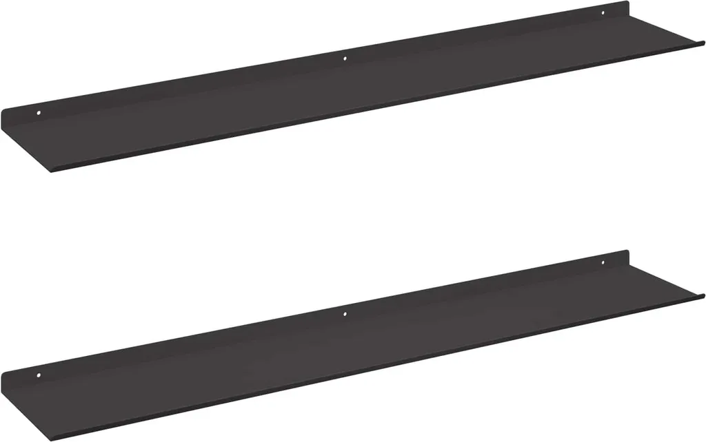 vidaXL Mensola a muro con ripiano 2 pezzi Nero 100 x 18 x 2,5 cm
