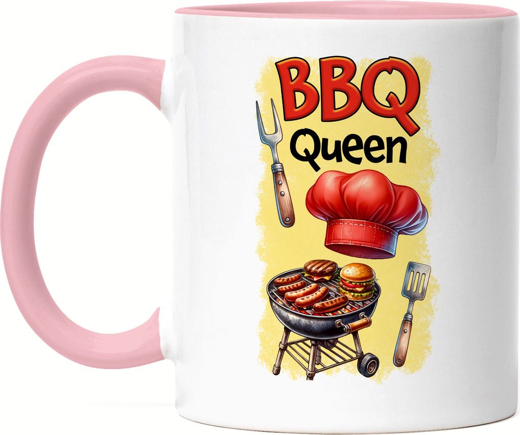 BBQ Queen Grillmeisterin Schürze und Grill lustiger Grill Humor Tasse Rosa