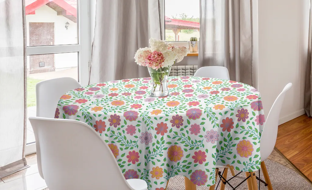 Tovaglia Design Floreale 150cm Rotonda ABAKUHAUS | Decorazione Cucina