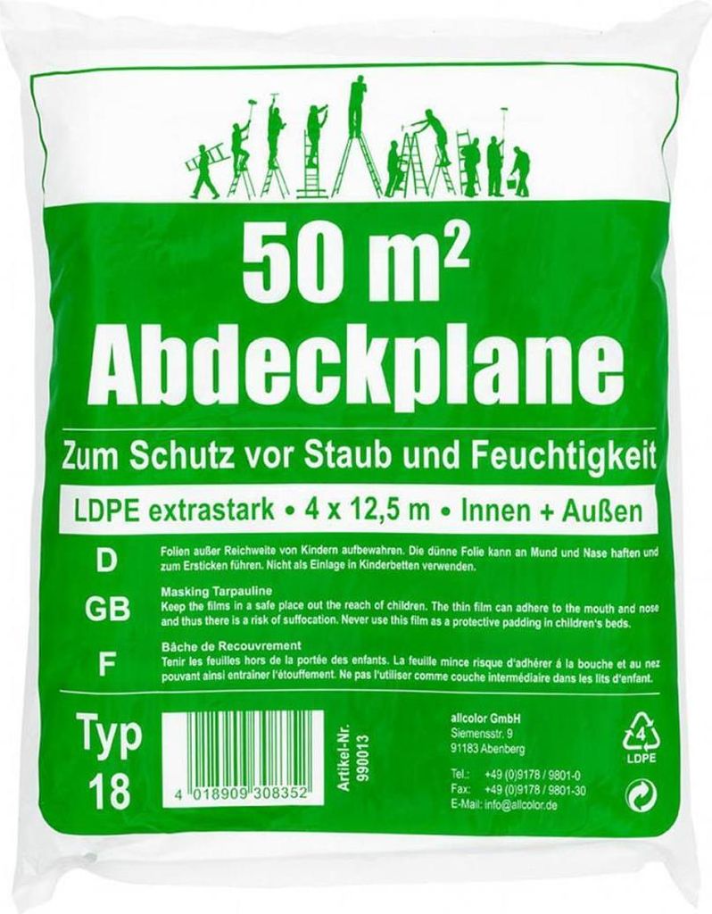 LDPE-Maler-Abdeckplane 4 x 12,5m Typ 18
