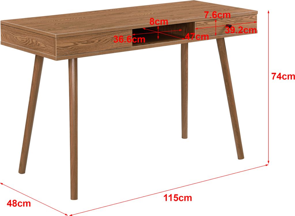 Schreibtisch Habo mit Ablage und Schublade 115x48x74cm Produktbild 3