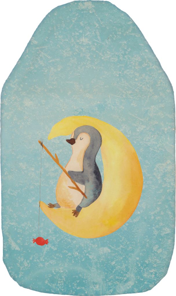 Mr. & Mrs. Panda Wärmflasche Pinguin Mond - Eisblau - Geschenk, Wärmekissen, Angel, Süßigkeiten, Spruch, wärmebeutel, Erschöpft, Wärmflasche...